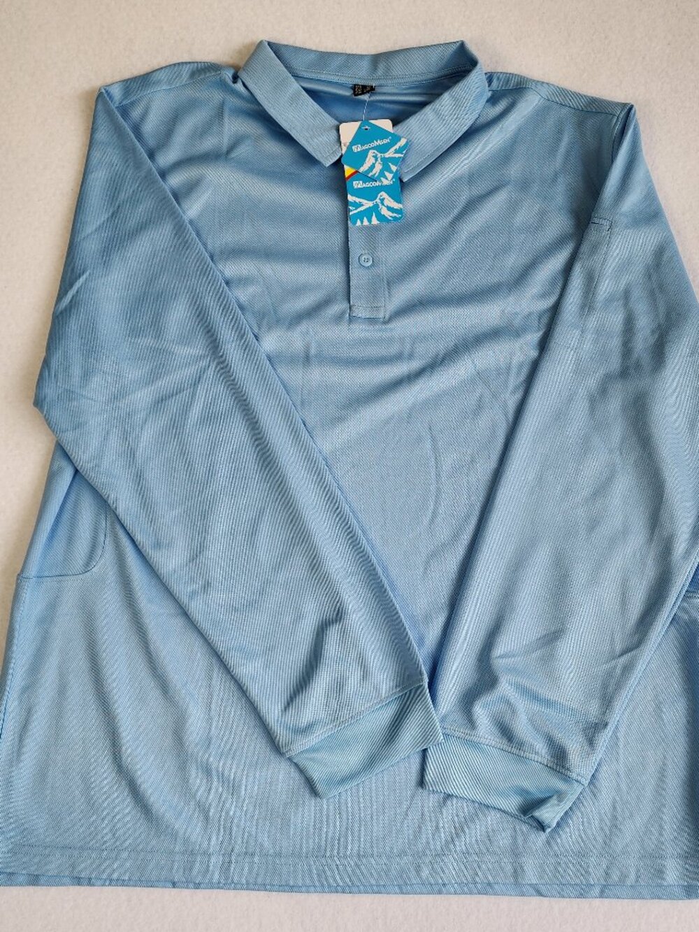 MAGCOMSEN Men's XL NWT Long Sleeve Performance Polo Quick Dry Blue